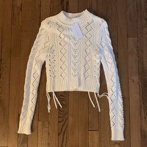 Lovers + Friends cream knit cropped sweater. New with tags! Size XS